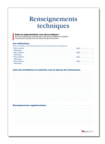 Registre Piscine Privative Usage Collec. - P012