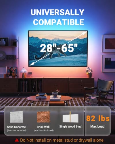 Image of Perlegear TV Wall Mount with LED Lights for 28-65 Inch TVs up to 82 lbs