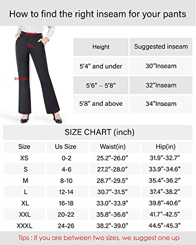 Bamans Dress Pants For Women Bootcut Stretch Work Pants Belt-Loop Bootleg Yoga Pants With Pockets (Black, Medium) #TOP2