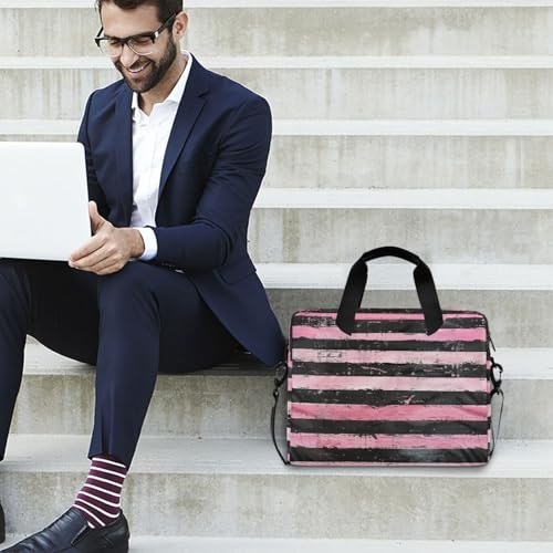 Funda para portátil 15.6 pulg negro y rosa con asa y correa miniatura 3