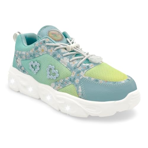 Hopits GlowGetters Kids Girls Lemon Turq Floral Print Sneakers -2 UK