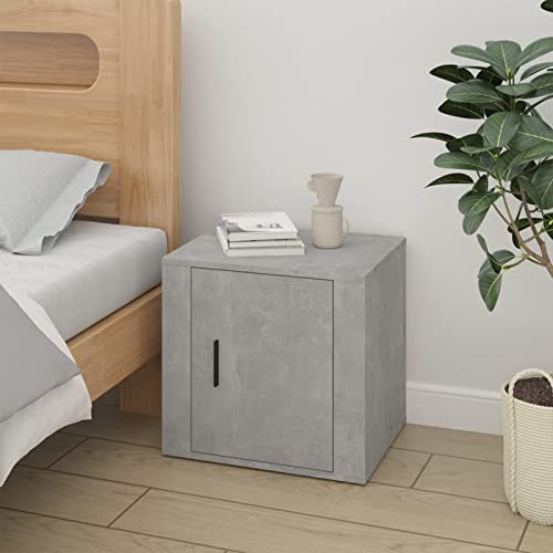 LAPOOH Mesita de noche gris hormigón 50 x 39 x 47 cm, mesitas de noche, mesita de noche, mesita de noche, mesa auxiliar (SPU: 816696)