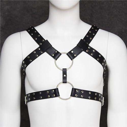 Harness Leder Brustgurt für Gay Herren, Verstellbarer Geschirr, Körper Bondage, Fetisch,Sexy Unterwäsche,Punk Gothic Kostüme