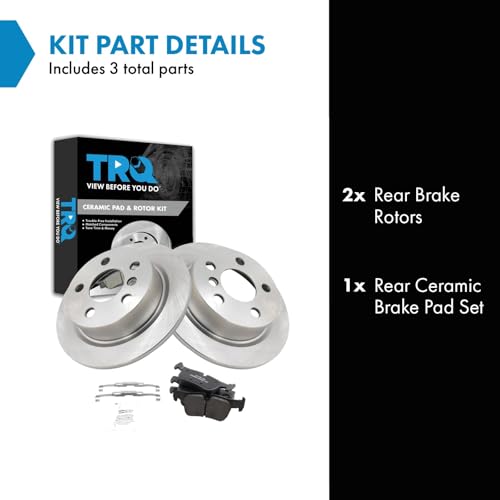 Image of TRQ Rear Brake Pad and Rotor Set Ceramic Rotors Compatible with 2020 Mini Cooper