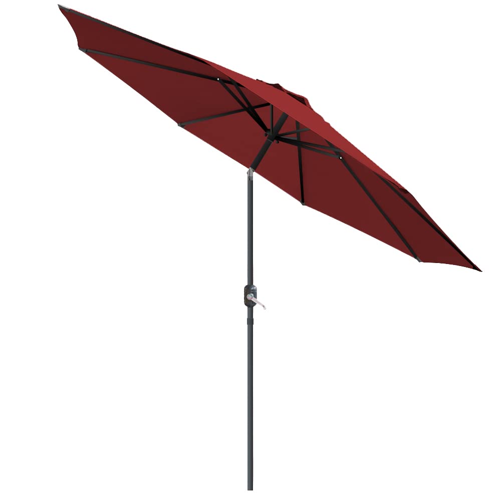 Blümme 3M Garden Parasol Round Umbrellas with Crank and Tilt Sun Shade for Outdoor Garden Patio Wine Red