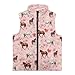 Fonplted Pink Girls Fleece Vest Fashion Sleeveless Winter Vest with Horse Print Casual Lightweight Girls' Outerwear Vests as Birthday Gifts for Your Baby (Size 5-6)