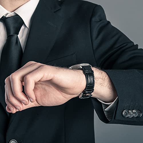 Correa de reloj de cuero de 15 mm uxcell negra con barras de resorte de recambio 6