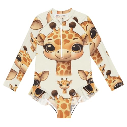 Image of Girls One Piece Swimsuits Long Sleeve Swimsuit Zipper Bathing Suits Swimwear