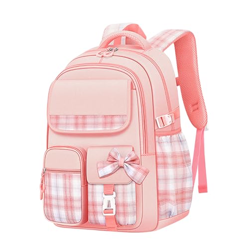 Cute School Backpack for Girls - Kawaii Kids Bookbag for Elementary & Middle School, Teen School Bag with Laptop Compartment (Pink)