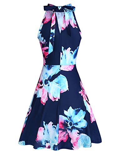 OUGES Women's Summer Dresses Floral Sundresses Halter Neck Cruise Outfits Beach Vacation Casual Graduation Derby Dress 2026(Floral-3,L)