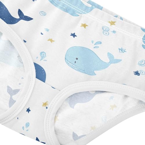Blue Whales Girls' Underwear Cotton Cute Star Girls Briefs Soft Toddler Underwear 2T4
