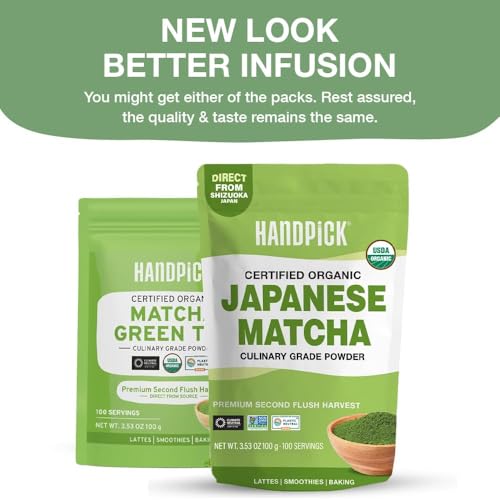 Image of HANDPICK Japanese Organic Matcha Green Tea Powder(100 Servings)USDA Organic