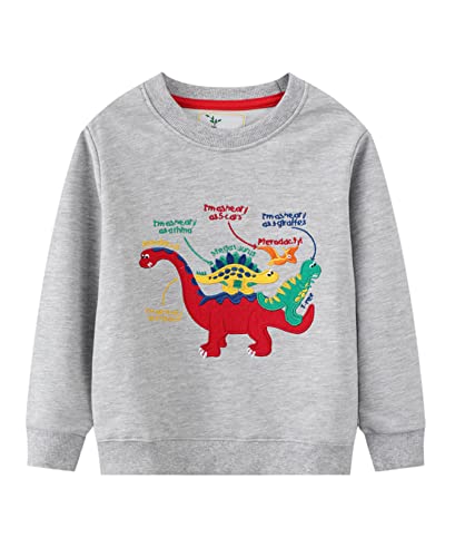 Image of LOKTARC Toddler Boys Graphic Crewneck Sweatshirts 2-Pack, Sizes 2T-7 | Cotton Blend French Terry, Dinosaur, Construction and Shark Graphics, Ribbed Trim, Preschool Daycare Outdoor