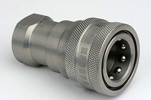 Image of TEMCo 1 /2 inch Female NPT Thread 1 /2 inch Body Pair Hydraulic Coupler ISO 7241B Ball Valve Quick Connect for Tractors and Ag Equipment Fits Pioneer Parker Format - HF0060 (HF0058 + HF0059)