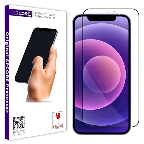 Image of Tempered Glass Screen Protector Compatible For iPhone 12 / iPhone 12 Pro (Black) Edge to Edge Coverage with Easy Installation kit