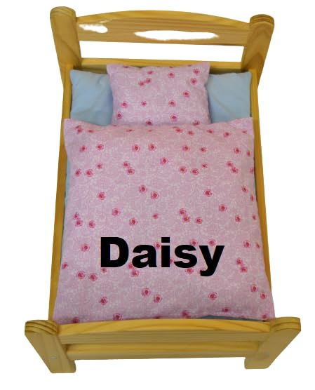 Puppen Bettwäsche Set Blümchen - 2-teilig Für Puppenbett & Puppenwagen 30x28cm