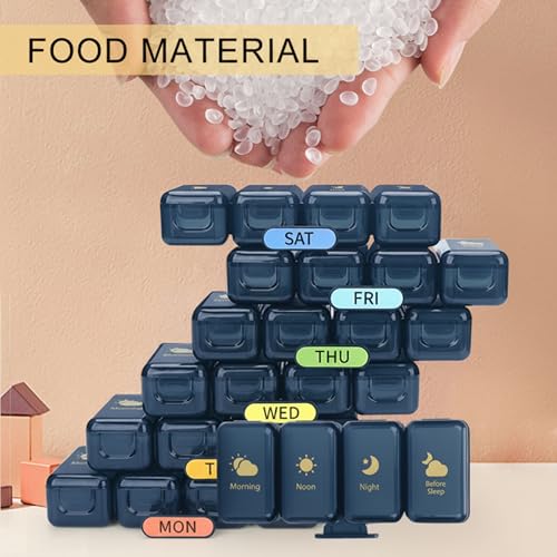Image of Big Premium Medicine organizer- Medicine organizer box- 7 days Pill Box For Home-Pill Organizer Case With Large Compartments, Portable for pills & Supplements (Blue (Standing))