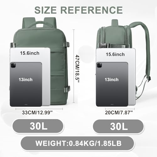 Image of coowoz Large Travel Backpack For Women Men,Carry On Backpack Flight Approved,Hiking Backpack Waterproof Outdoor Rucksack Casual Daypack Fit 15.6 Inch Laptop Shoes Compartment,30L(Olive Green)