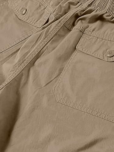 Image of Vogaan Casual Solid Men's Regular Fit Drawstring Cargo Pants with Multiple Pockets | Cotton Cargos for Men