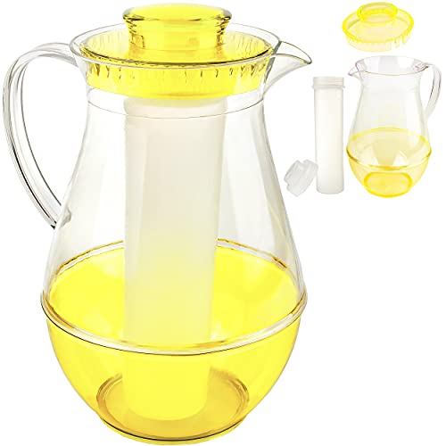 alles-meine.de GmbH 2,4 Liter - große Kühl - Kanne/Krug/Getränkespender - mit EIS Kühlelement - gelb - Karaffe Kühlkaraffe - Kühlkrug - Wasserkrug/Getränkekrug - Saftkanne ..
