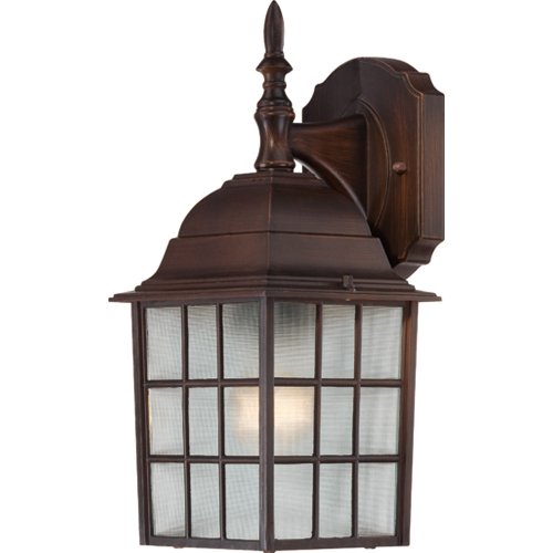 Image of Nuvo Lighting 60 /4905 Adams One Light Wall Lantern /Arm Down 100 Watt A19 Max. Frosted Glass Rustic Bronze Outdoor Fixture