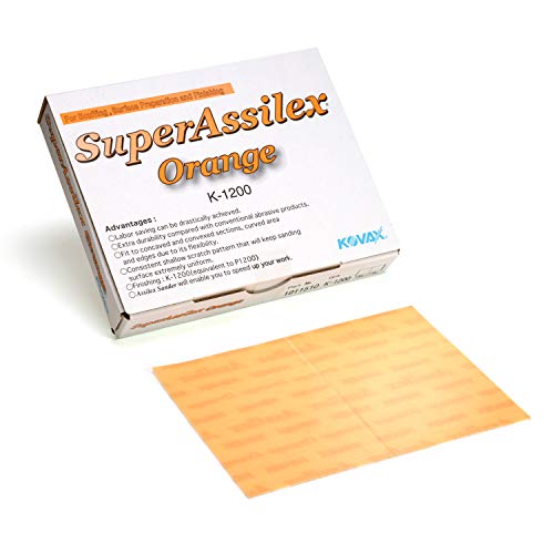 Super Assilex Flexible Sanding Sheets, Orange K-1200, Hook & Loop, 191-1510, 25 Sheets