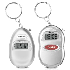 Awaiymi 2 Pack Talking Clock for Blind Keychain Alarm Small Digital Clock with Alarm for Visually