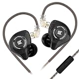 KZ EDX Pro X インイヤーモニターヘッドフォン、HiFiステレオIEM、取り外し可能なケーブル付きダイナミックドライバーイヤホン、重低音ノイズアイソレーションイヤホン、歌手、ミュージシャン、ドラマー、オーディオファン向け(マイク、ブラック)
