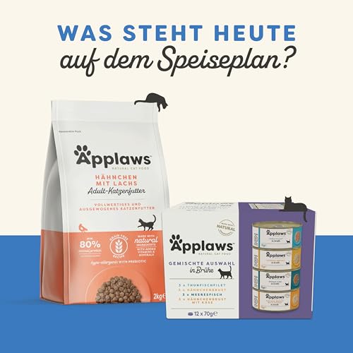 Applaws 100 % natürliches Nassfutter für ausgewachsene Katzen, Fischsortiment in Sauce Multipack, 12 × 70 g Dosen