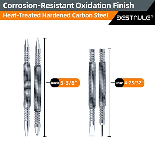 Bestnule 4-Piece Nail Setter Dual Head Nail Set & Dual Head Center Punch & Hammerless Cold Chisel & Hinge Pin Remover Punch Set, Nail Setter Features 1/8-In, 3/32-In, 3/16-In, 1/16-In, 5/16-In, 1/8-In #TOP2