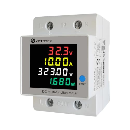 KETOTEK Medidor de Consumo Eléctrico Multifunción DC Carril Din 14-600V 63A