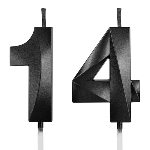 AndiluluBear Number 14 Birthday Candles 1.96 Inch Happy Birthday Cake Candles Cupcakes Topper Decoration for Birthday Party Wedding Anniversary Celebration Supplies (Black)