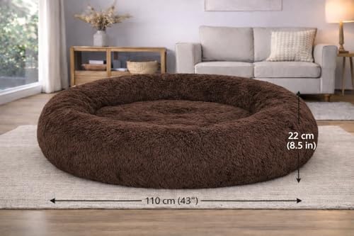 Image of ZEXSAZONE Summer Round Donut Pet Bed for Cats and Puppies Dogs Mat Cozy and Plush Raised Bedside Support Both Sides Use Like 2 in One Washable Sizes for Small Medium and Large Pets XL Brown