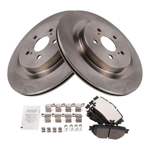 Image of TRQ Rear Ceramic Brake Pad and Rotor Set Compatible with 2020-24 Toyota Highlander, 2023-24 Lexus RX350 TALA10L Japan Built Models 1st VIN Digit J