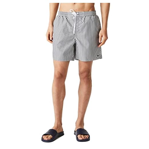 Lacoste - Herren Badehose, Navy Blau/Weiß, XL