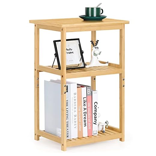 smusei End Tables Living Room Small Nightstand Wood Side Table for Bedside Sofa Office Bedroom Guest Room, Farmhouse Bamboo
