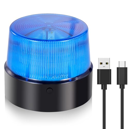 LE Sircut LE228 (MINI) Size USB Rechargeable Emergency Flashing Lights Selectable Rotation Warning Light Wireless LED Strobe Beacon Amber Lights with Magnetic Base for Car Vehicle Truck (Blue)
