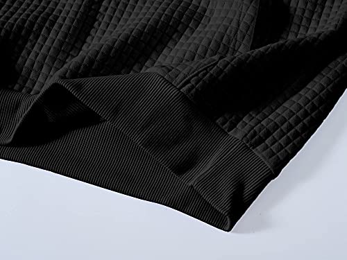 Men's Pullover Hoodies Plaid Jacquard Long Sleeve Drawstring Hipster Casual Hooded Sweatshirts With Kanga Pockets Black M #TOP5