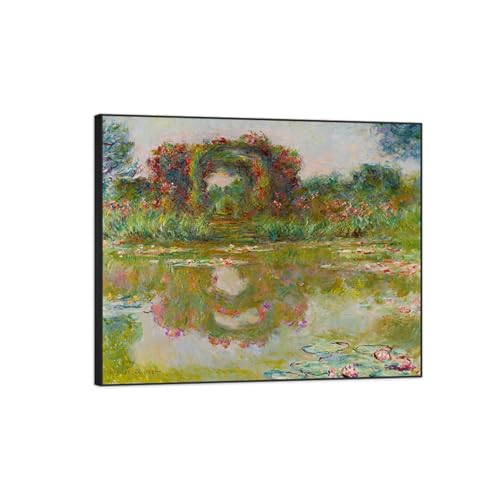 Impression sur toile impressionnisme rose avec cadre noir pour décoration de salon moderne 30x35cm