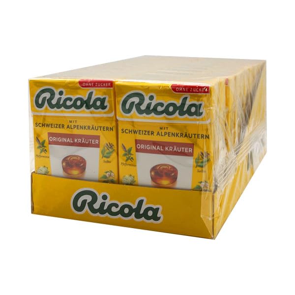 Ricola Kräuter Original Schweizer Kräuterbonbons ohne Zucker, 20er Pack (20 x 50g)