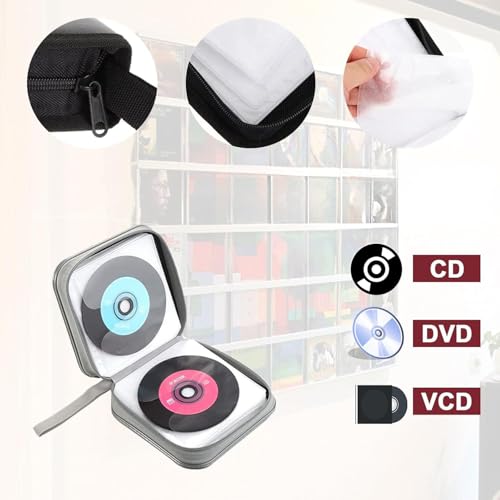 Image of squishy CD Cover Pouch, 40 Capacity Disc Holder for Music Collectors and DJs, Compact DVD Case for Organizing Home Media Collections, Storage Solution for CDs and DVDs, Black