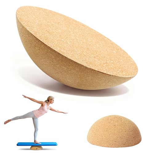 Kork Halbkugel Balance Board, Massives Naturkork Antirutsch, Gleichgewichtstrainer Ø15 cm H 7,5 cm, Passend für Balanceboards Wackelbretter, Für Fitness Yoga Pilates Reha Boardsport Erwachsene Kinder