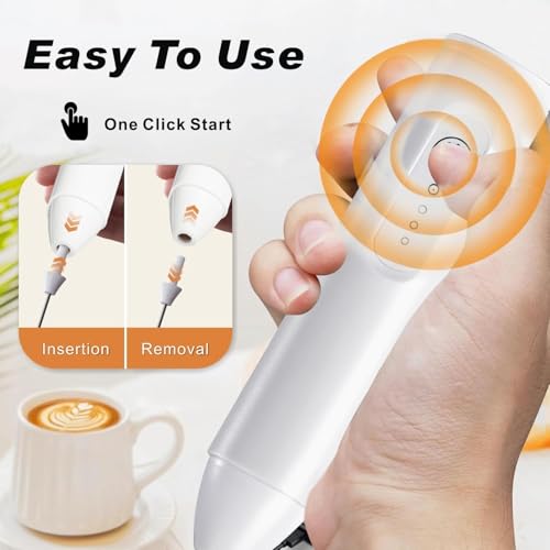 Image of Rechargeable Milk Frother Handheld, USB-C Coffee Foam Maker with Stainless Steel Whisk ＆ 3 Speeds, Coffee Frother Electric Hand Drink Mixer Stirrer for Matcha, Hot Chocolate,Frappe, Drink