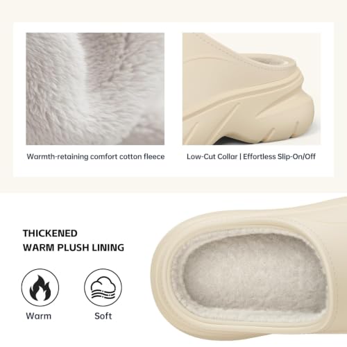 Image of Unisex Waterproof Winter Slippers for Outdoor, Fuzzy Lined Non-Slip Snow Boot House Shoes with Rubber Sole, Indoor Outdoor Comfort for Cold Weather