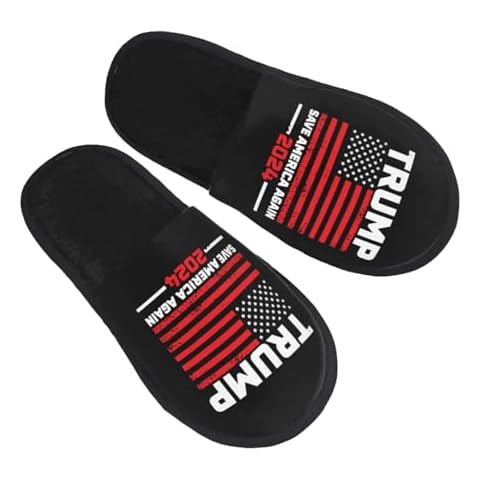 DWWKWJ Trump 2024 Slippers Woman Bedroom Shoes Unisex Warm Shoes Cover