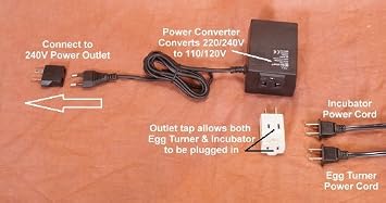 220/240V to 110V Continuous Use Power Converter Kit for Egg Incubators