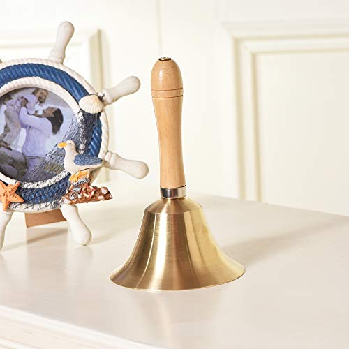 Extra Loud Solid Brass Hand Call Bell With Wooden Handle #TOP6