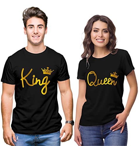 Image of Hangout Hub HH81 Men & Women T shirts |Round Neck T-Shirt| Regular Fit | Half Sleeves | Cotton | Couple Tshirts for Couple |Pack of 2|Couple T-Shirts