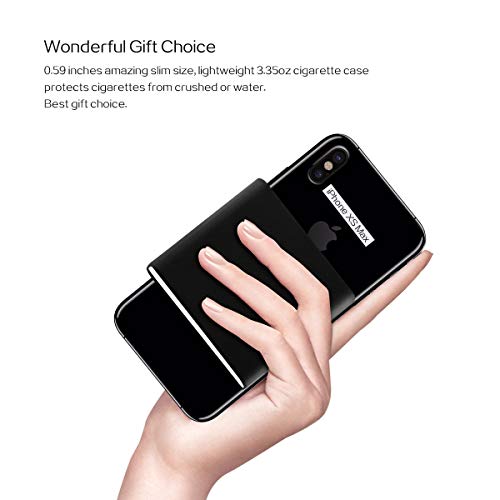 Portable Slim Leather Cigarette Case Ultrathin Lightweight Pocket Carrying Box for Hold 10 Regular Size (Black) - Image 4