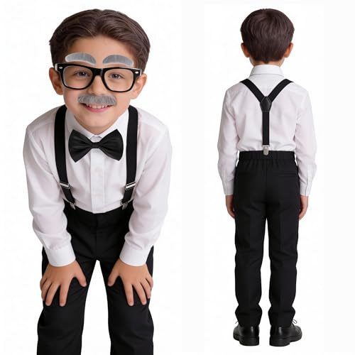 Image of Kids Old Man Costume 100 Days of School Grandpa Costume for Boy 1920s Old Man Cos